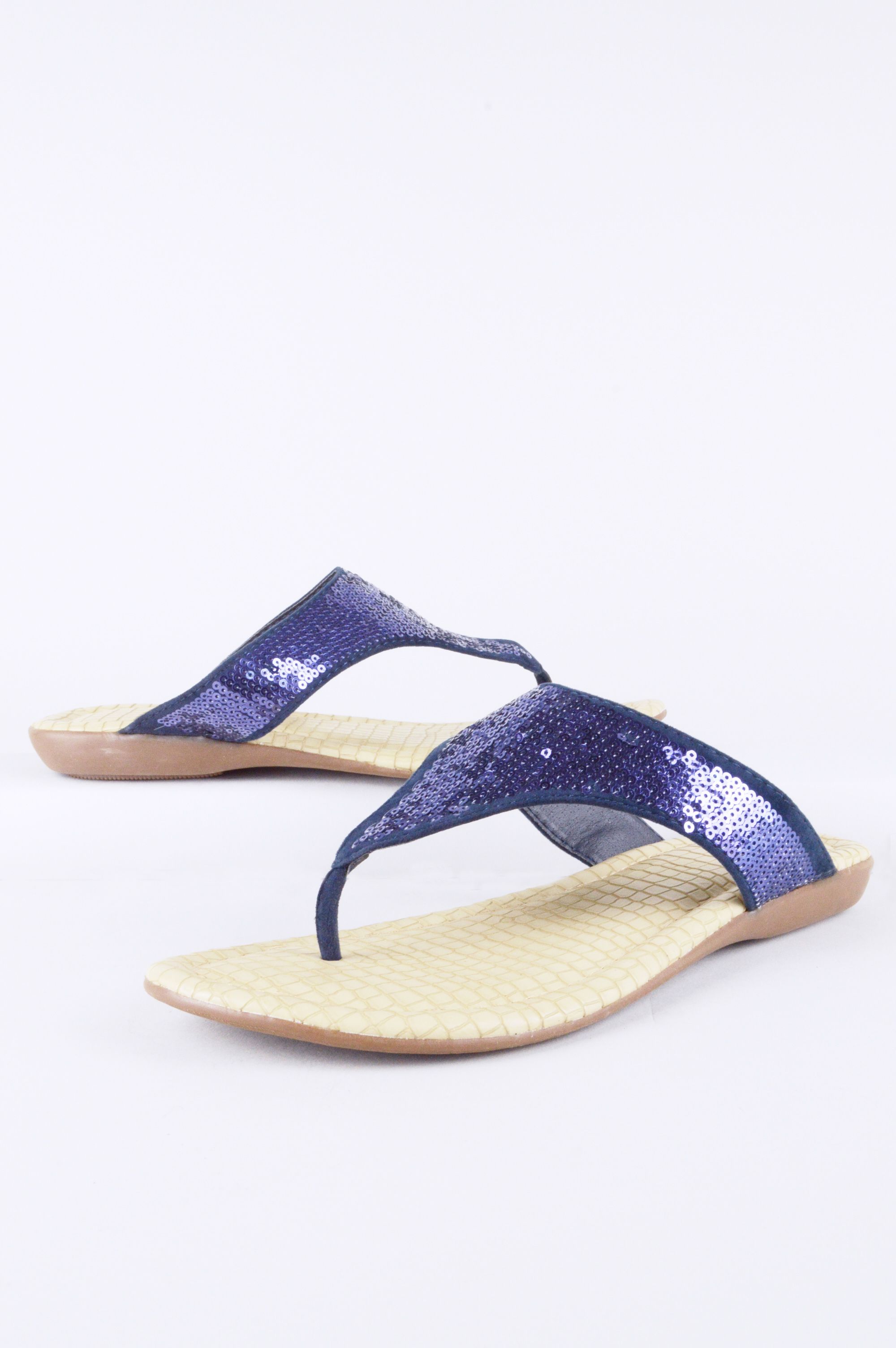 Lovemystyle Blue All Over Glitter Ankle Flip Flop Sandals