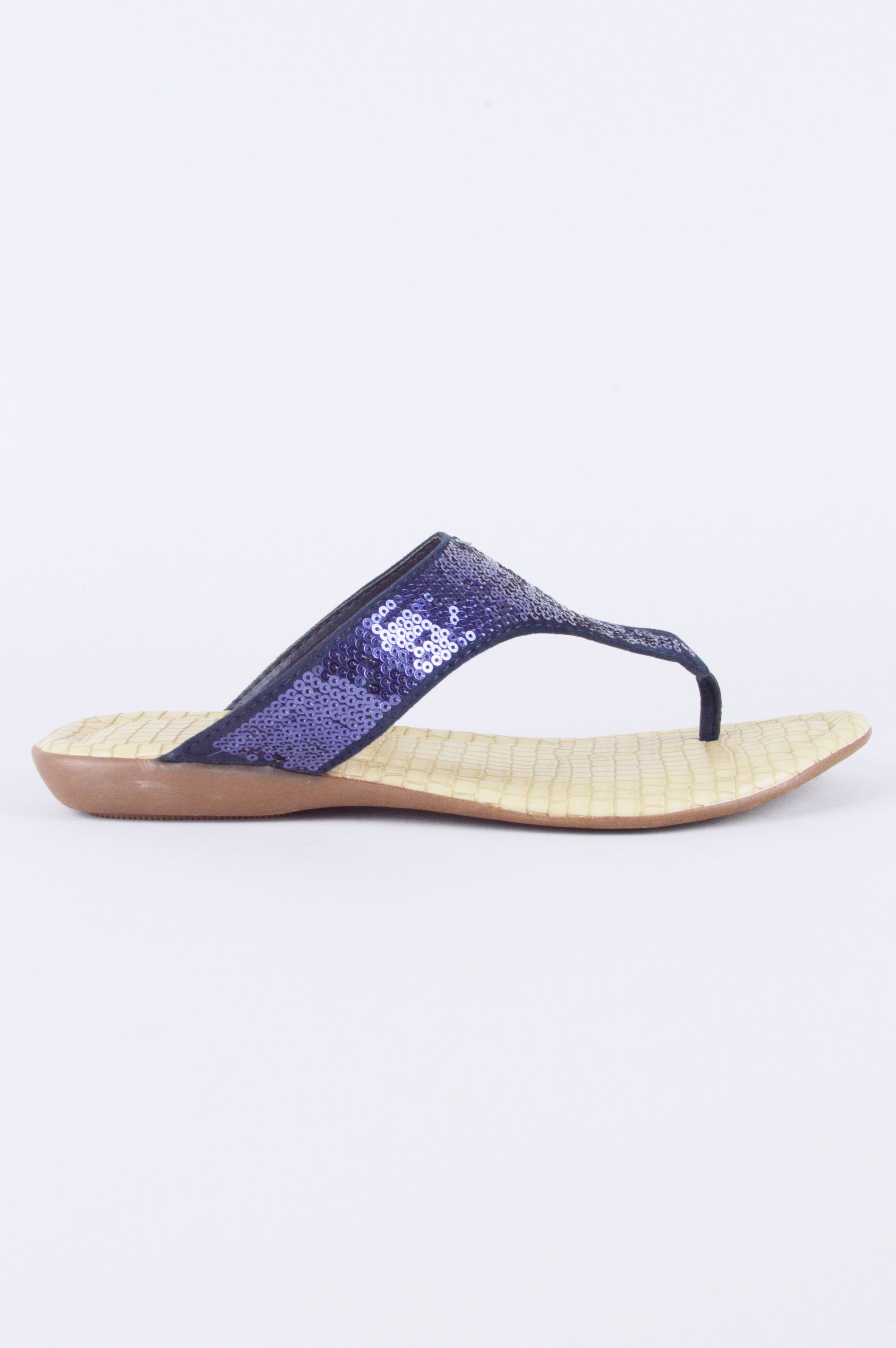 Lovemystyle Blue All Over Glitter Ankle Flip Flop Sandals