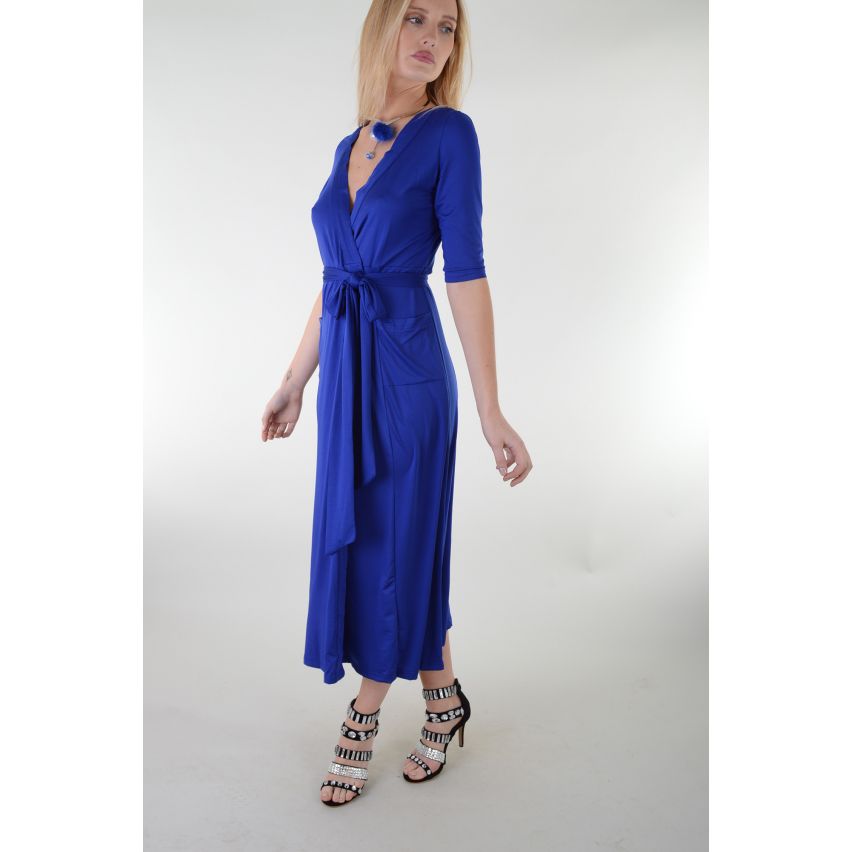 Lovemystyle bleu Midi longueur robe avec attache ceinture - échantillon