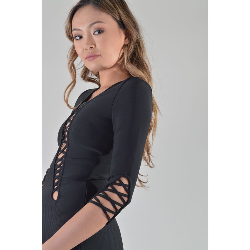 Lovemystyle court robe de plongée noir avec sangle détail