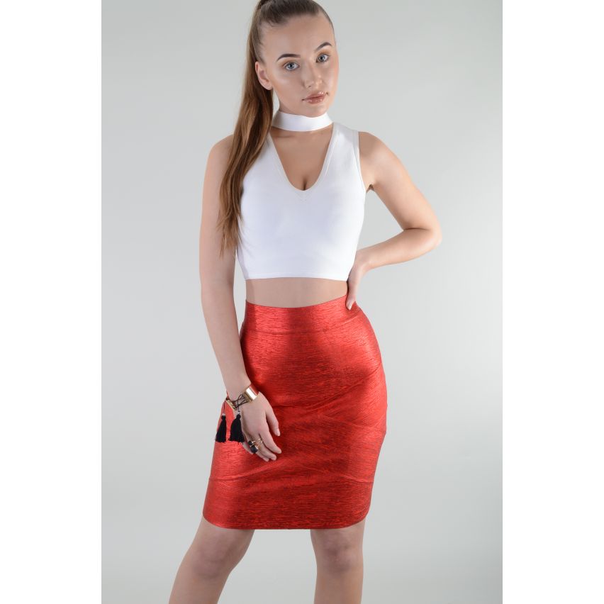 Lovemystyle blanc Bandage matière Crop Top avec Zip arrière