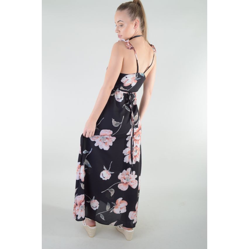 Lovemystyle Cammi Wrap Floral Maxi Dress avec ourlet courbe