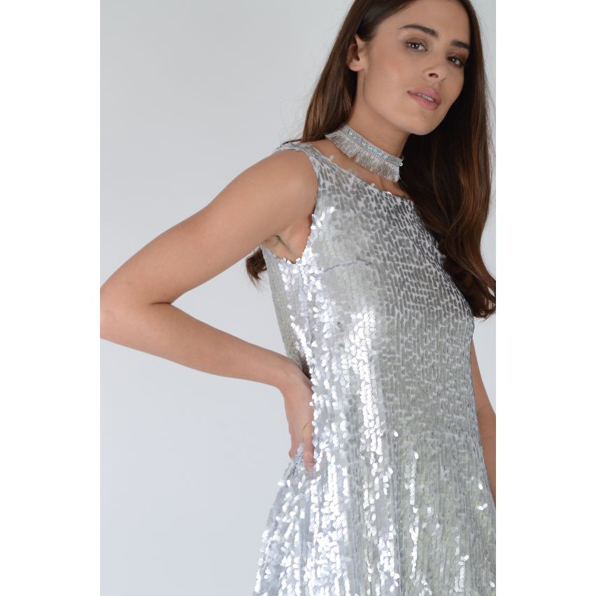 Lovemystyle All Over Sequin argent a-ligne Robe courte