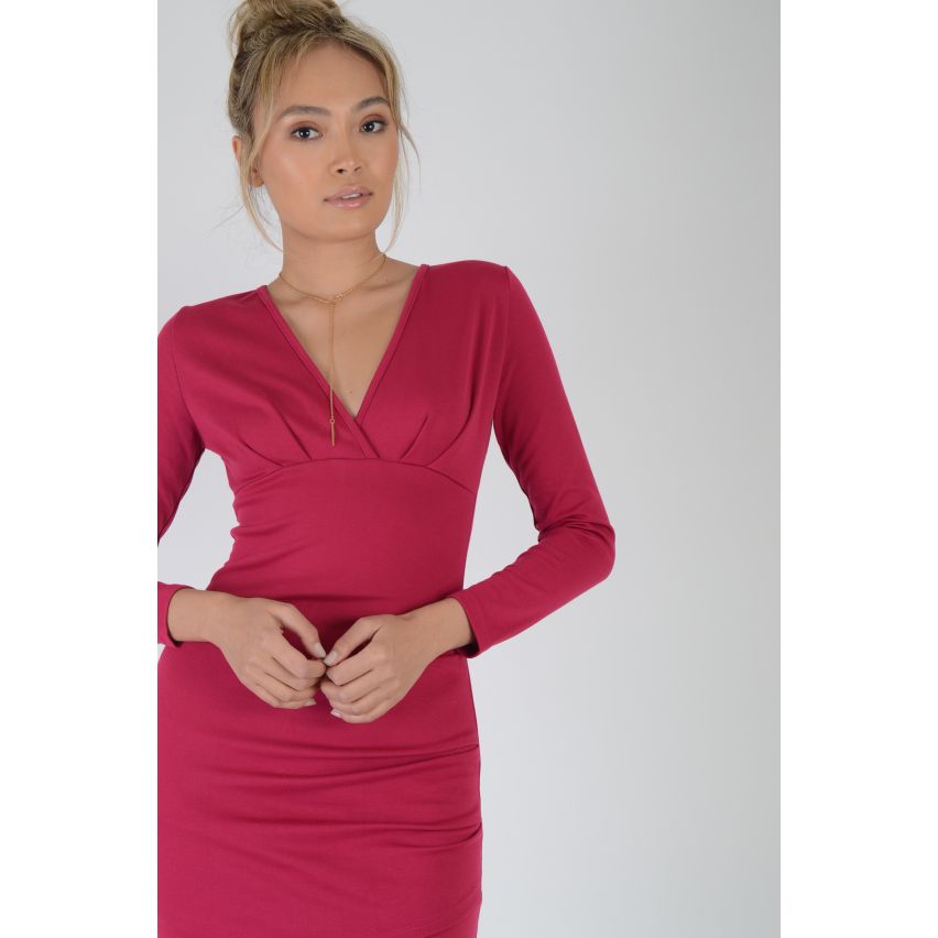 Robe de plongée Lovemystyle Long manches Wrap rose chaud