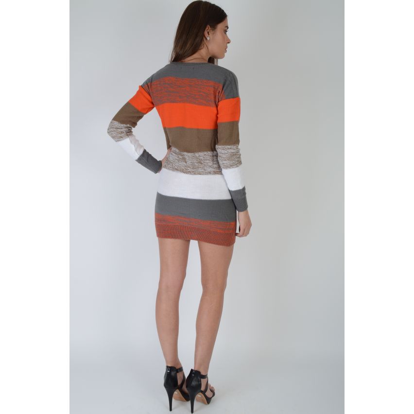 Lovemystyle Long à manches courtes avec des raies Jumper Dress