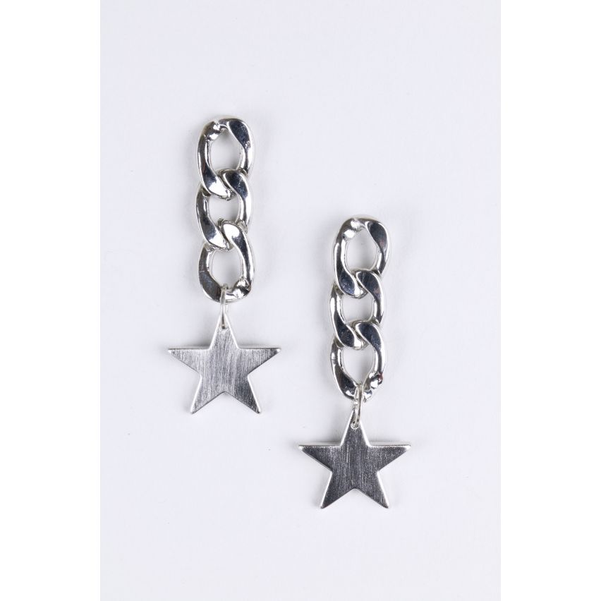 Lovemystyle Silver Drop Down Chain Earring With Star