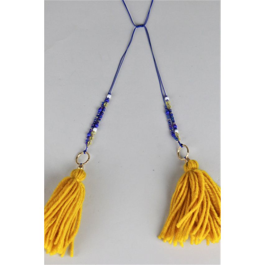 Collier Choker or ouvert LMS avec goutte Tassel et le détail de la perle