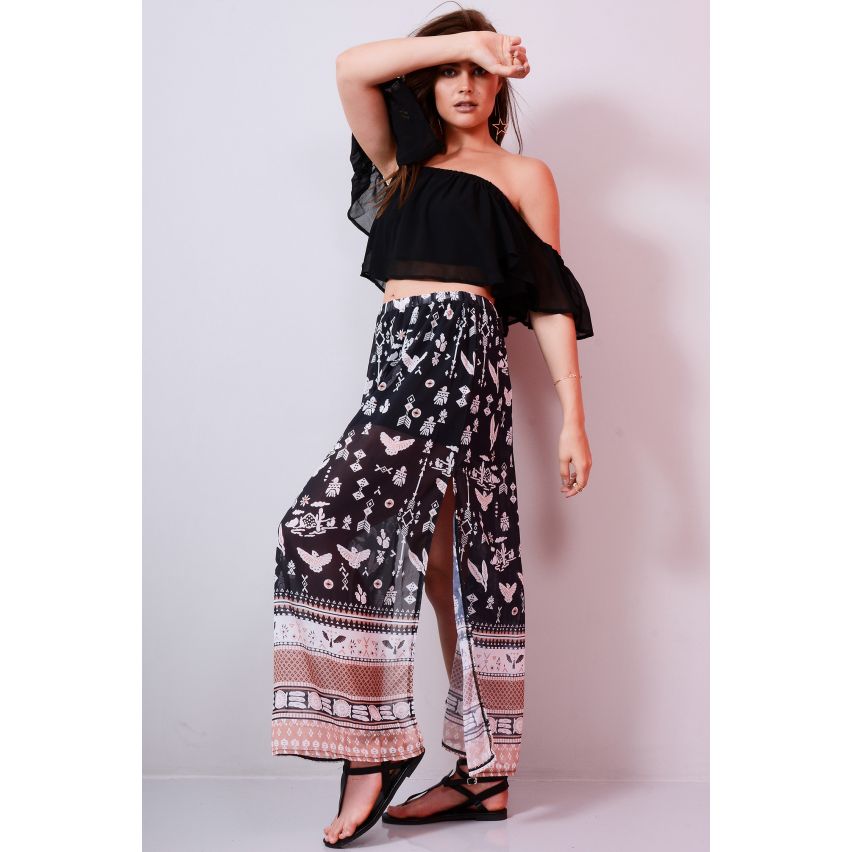 Lovemystyle Chiffon Maxi Skirt With Side Split