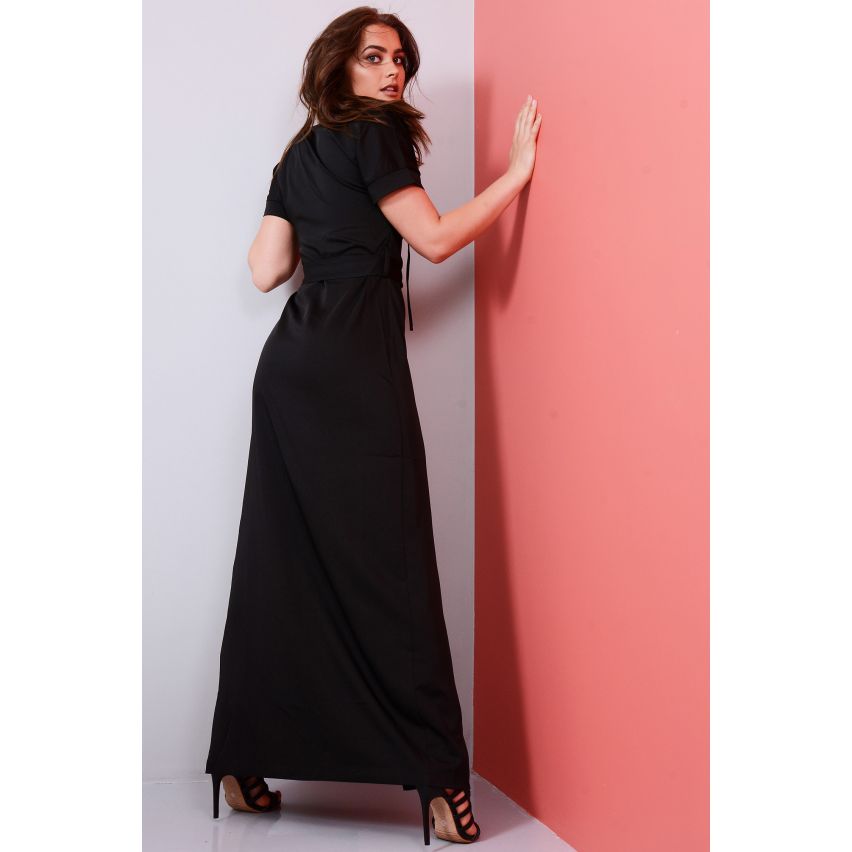 Lovemystyle schwarz Maxi-Kleid mit Schnürung vorne und Split