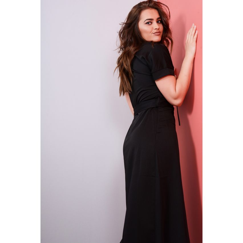 Lovemystyle schwarz Maxi-Kleid mit Schnürung vorne und Split