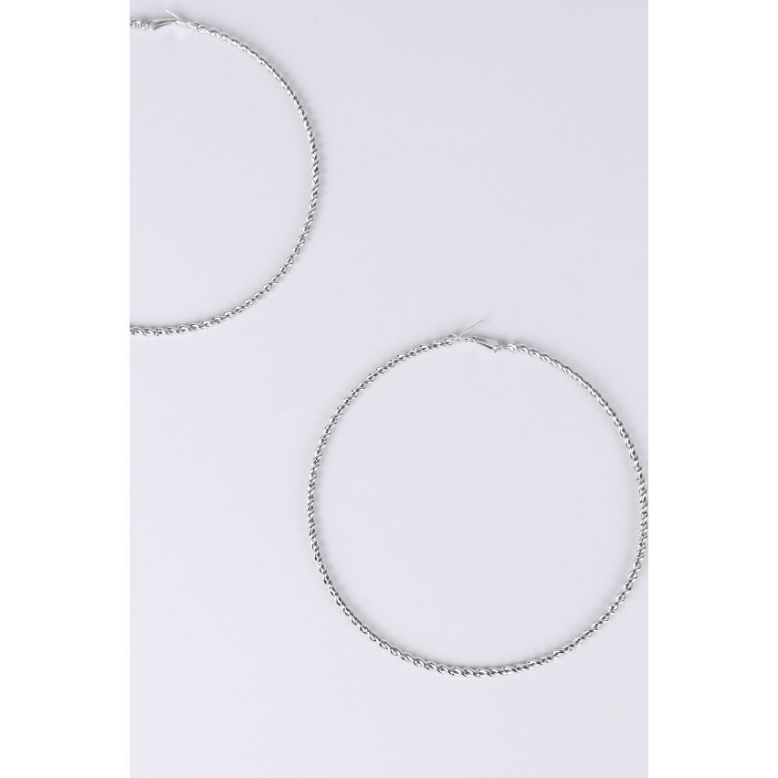 Lovemystyle Oversized Silver Twisted Hoop Earrings