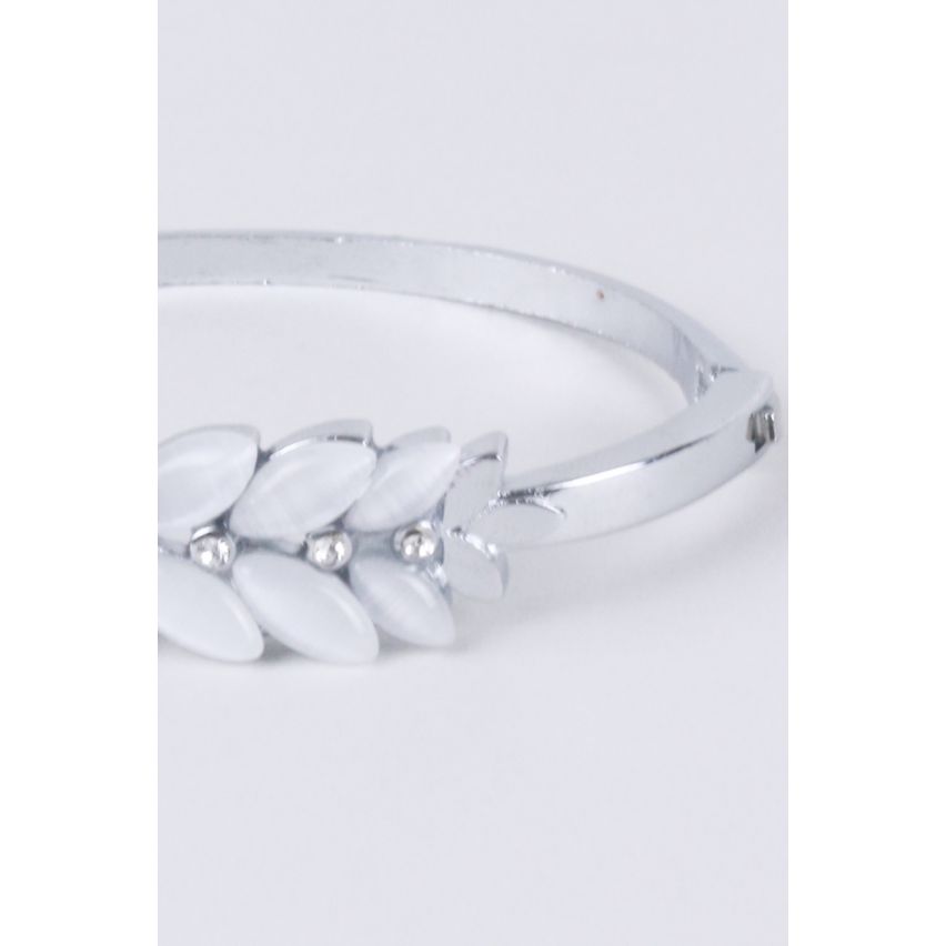 LMS argent Bracelet en métal avec des feuilles en forme d’embellissement