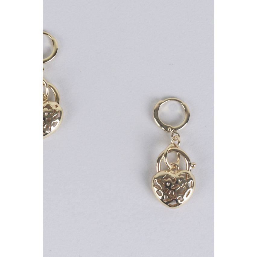 Lovemystyle petit Hoop boucles d’oreilles Double goutte charme en or