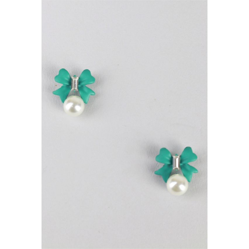 Lovemystyle menthe verte et Pearl Bow boucles d’oreilles