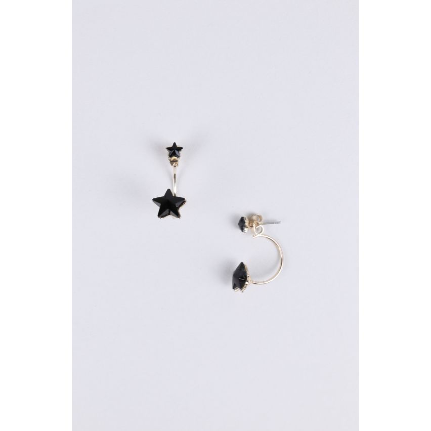 Lovemystyle Gold Earrings With Black Drop Down Star