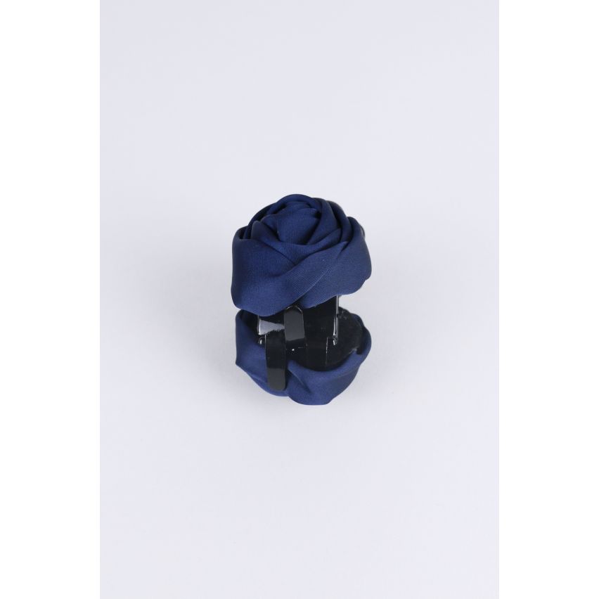 Lovemystyle bleu marine soie Rose fermoir barrette