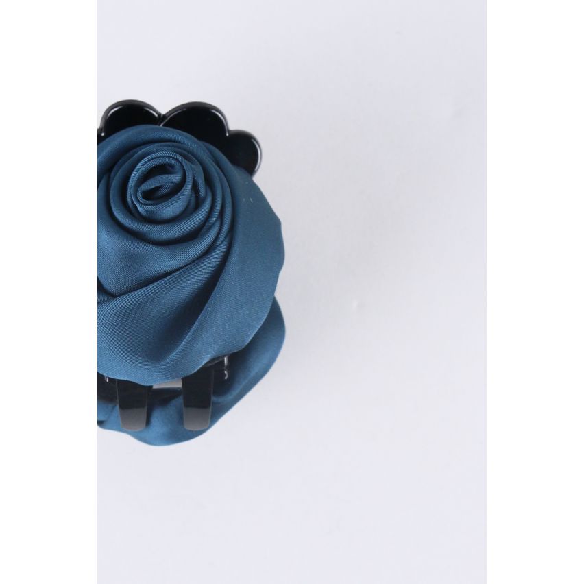 Lovemystyle Teal bleu soie Rose fermoir barrette