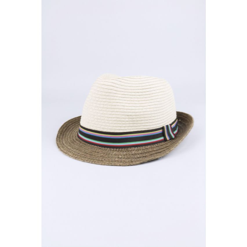 Lovemystyle deux ton Fedora Hat avec bande colorée