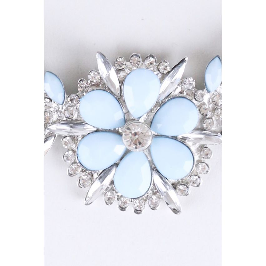 Collier de Lovemystyle en argent avec pierre bleue et Diamante fleur