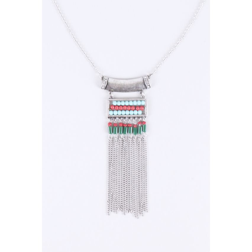 Lovemystyle lang angekettet Tribal Halskette mit Metall Quasten