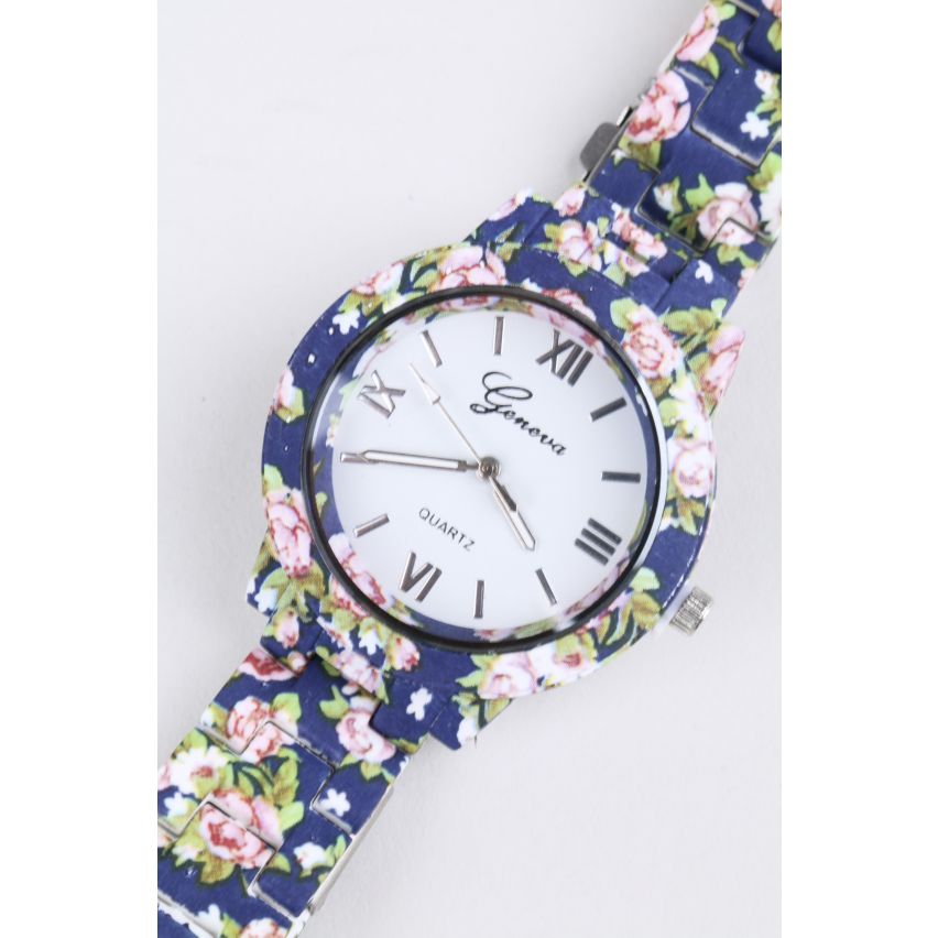 Lovemystyle bleu montre avec toute la conception florale