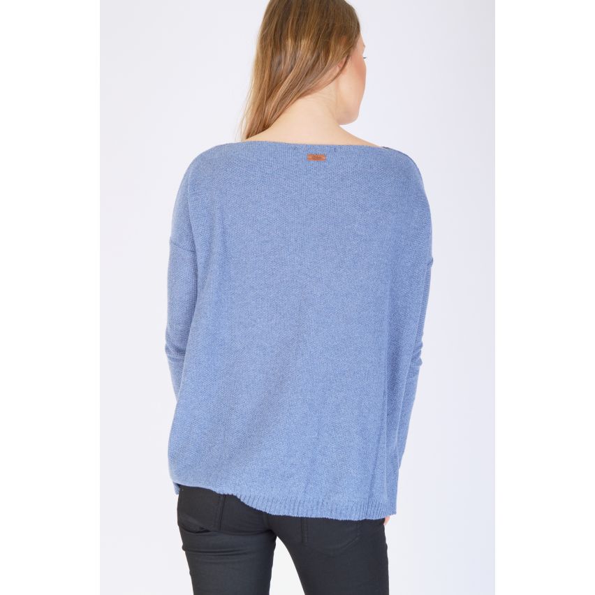 Projet de vendredi tricot pull à manches longues bleu Relaxed Fit