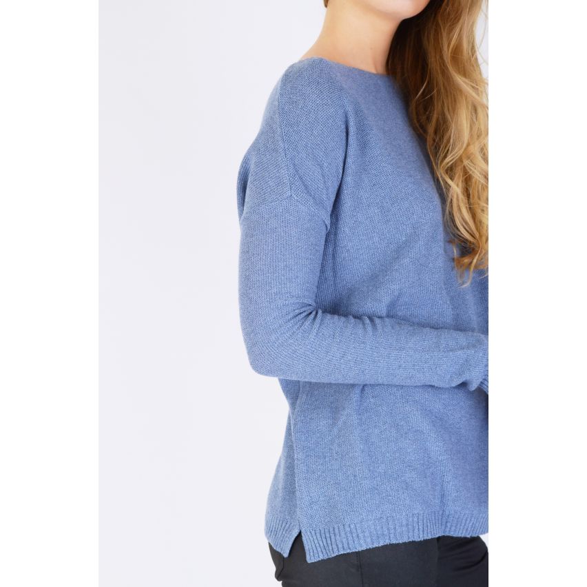 Projet de vendredi tricot pull à manches longues bleu Relaxed Fit