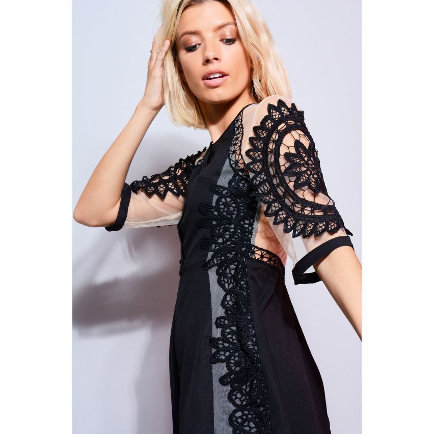 Dentelle de Lovemystyle panneau de 3/4 Sleeve Combi en noir