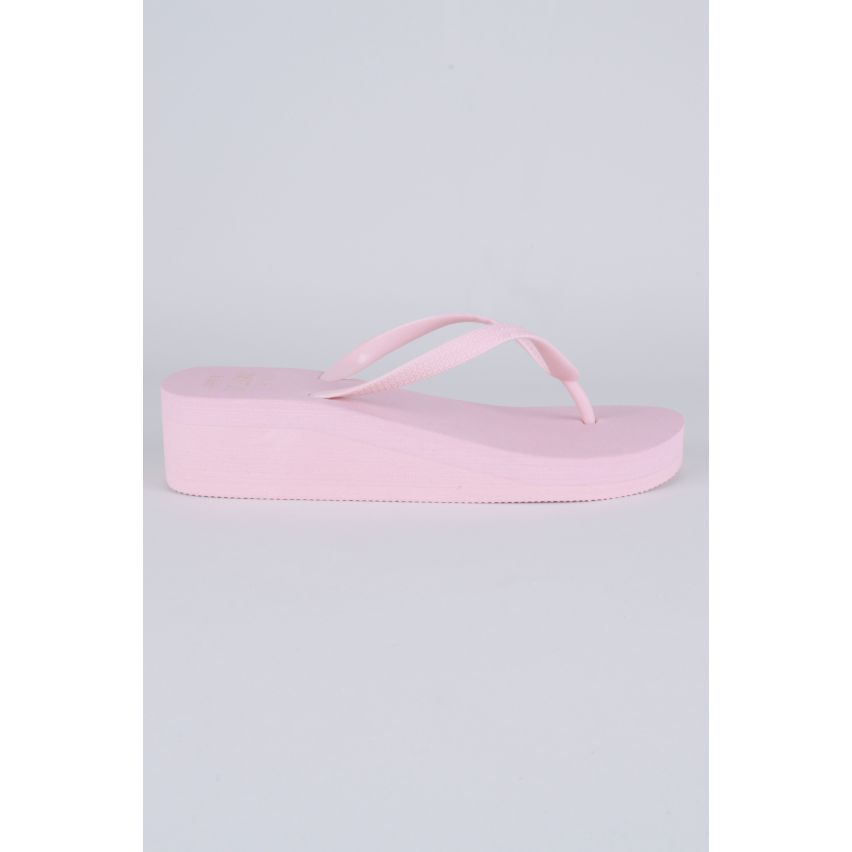 Lovemystyle Baby Pink Wedge Flip Flop Sandals