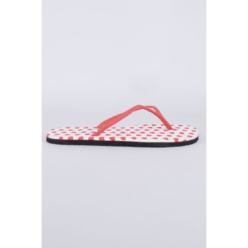 Lovemystyle Red And White Flip Flops With Heart Polka Dots