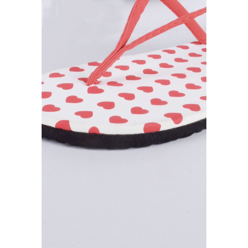 Lovemystyle Red And White Flip Flops With Heart Polka Dots