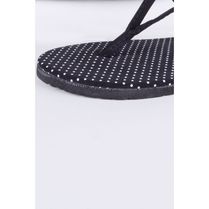 Lovemystyle Black Flip Flops With White Polka Dot Sole