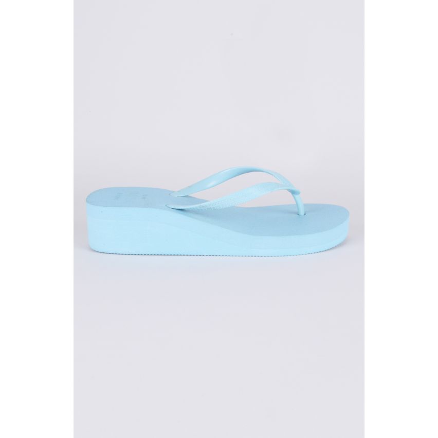 Lovemystyle Pastel Blue Wedge Flip Flop Sandals