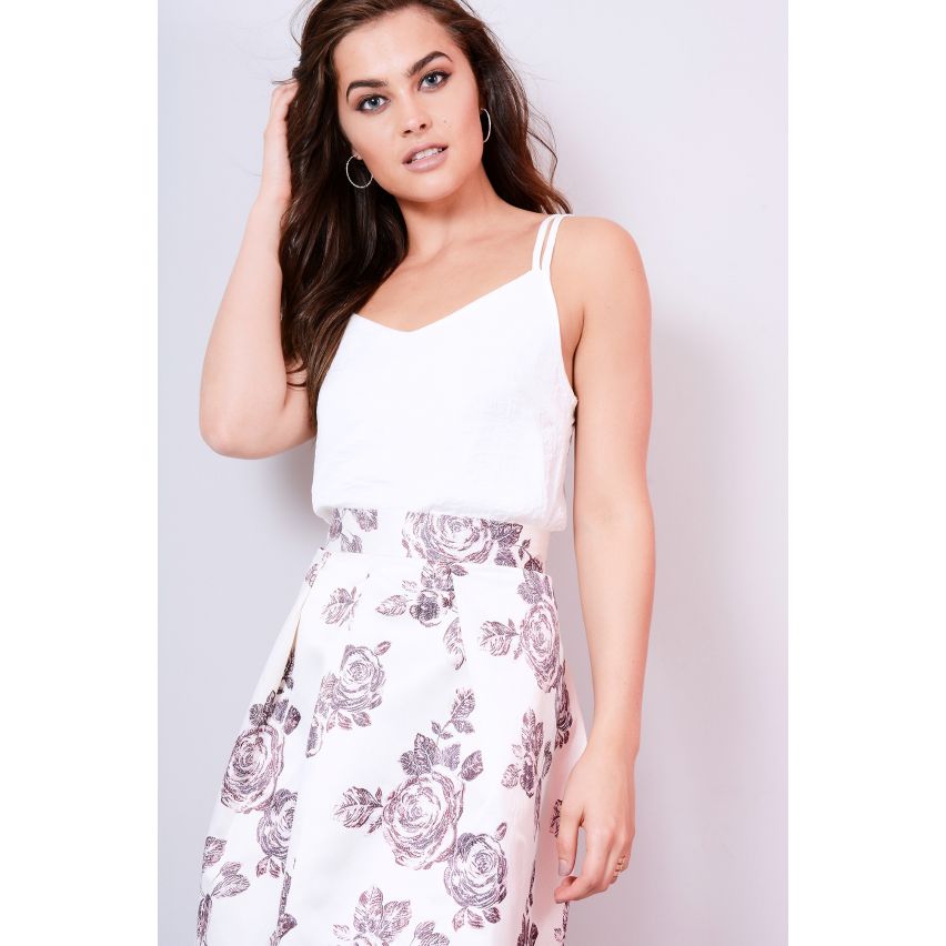 Lovemystyle geplooid bloemen satijn volledige Midi rok met tailleband