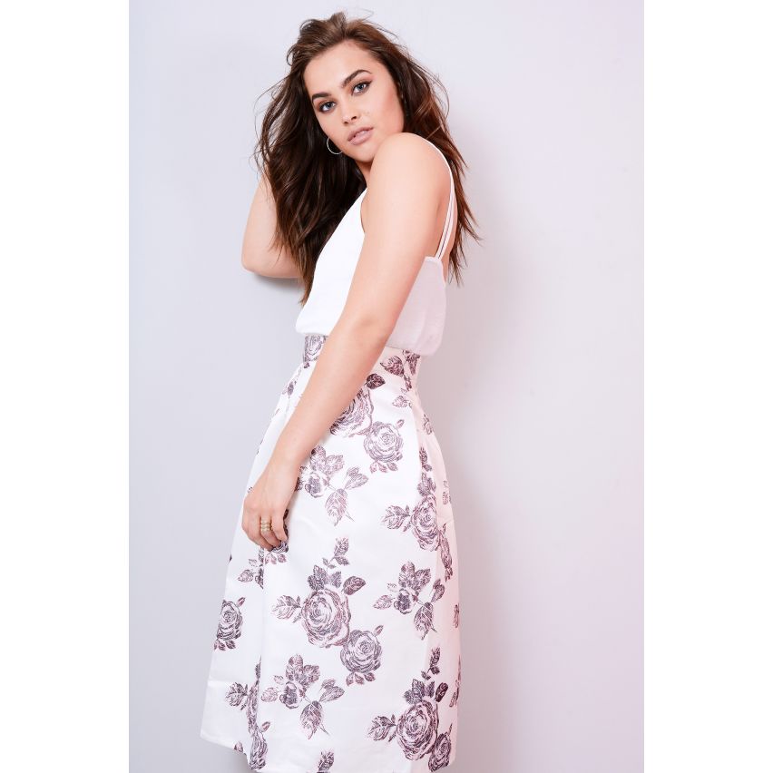 Lovemystyle geplooid bloemen satijn volledige Midi rok met tailleband