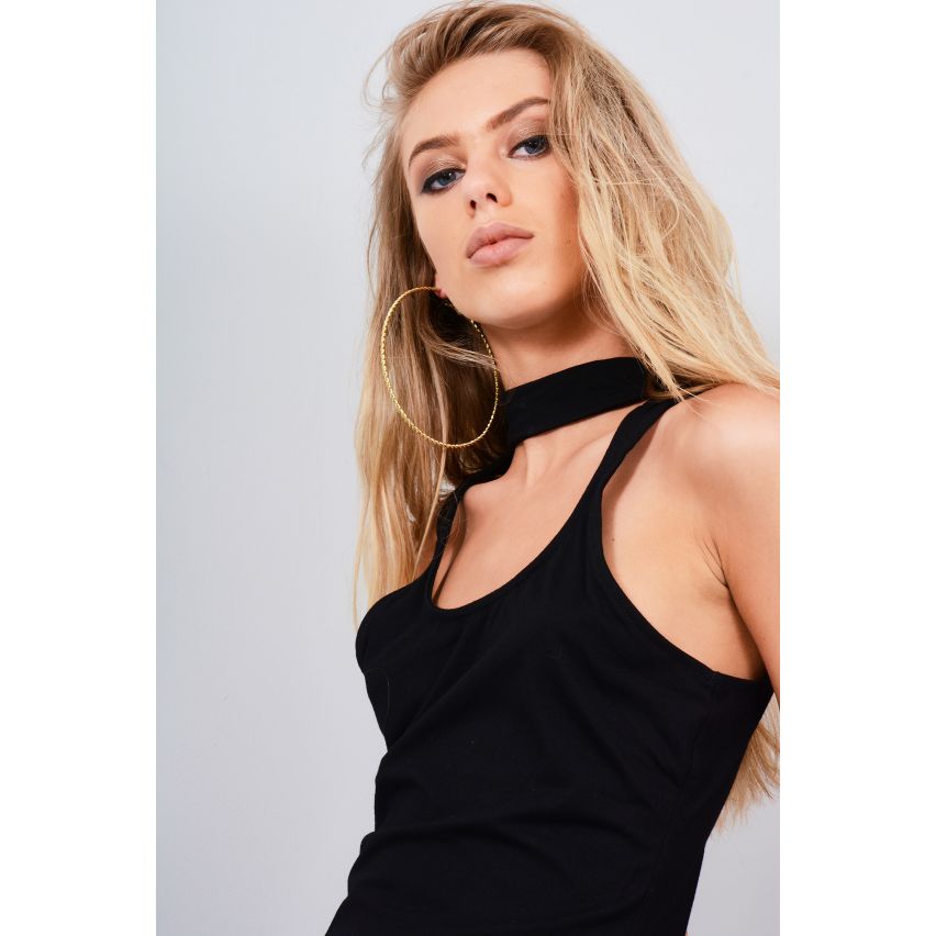 Lovemystyle noir Choker Bodycon Dress avec lombaires