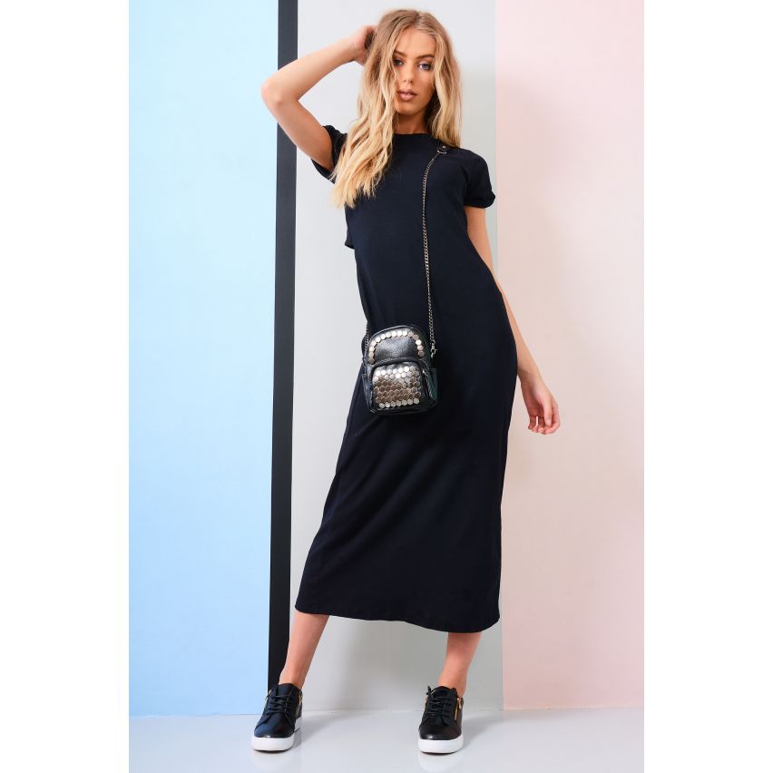 Lovemystyle Black robe Maxi avec Twist Mid et manches courtes