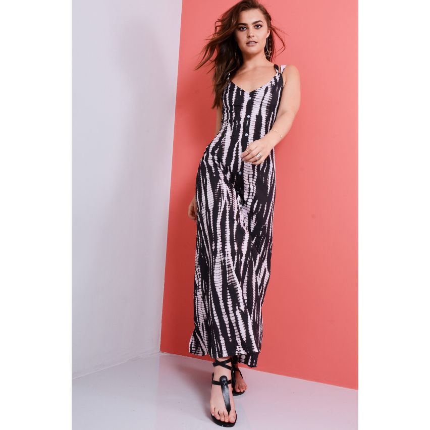 Lovemystyle Tie Dye Maxi Dress With Cross Back And Split Front