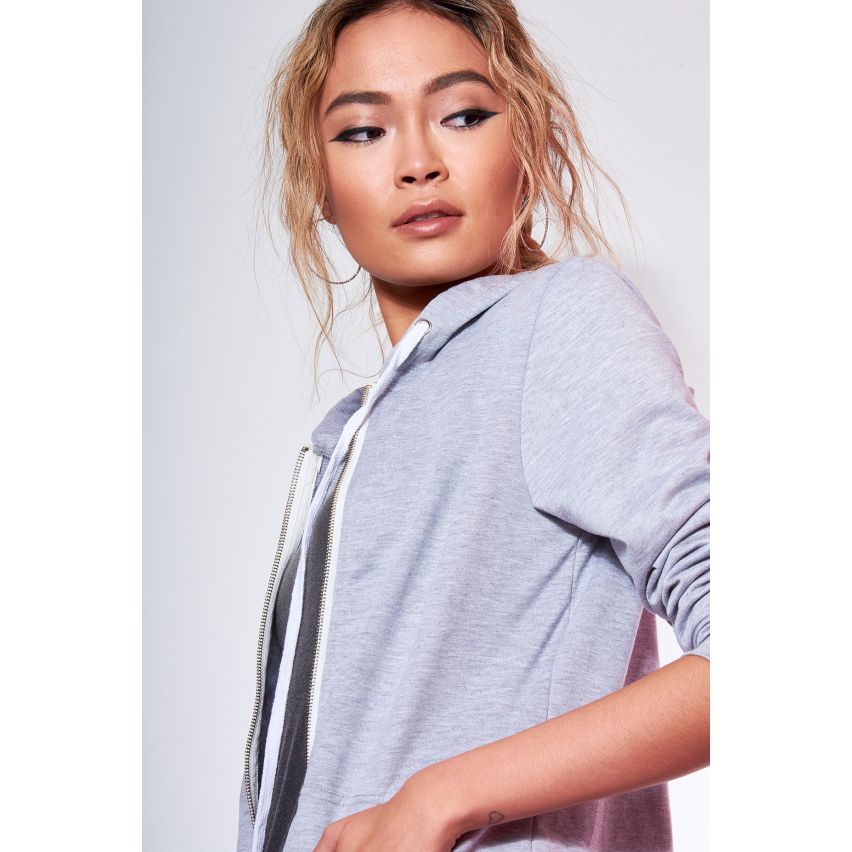 Lovemystyle gris Zip Up Hoodie avec tirage String - échantillon