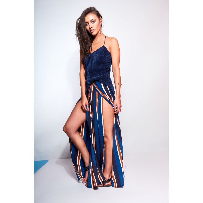 Lavish Alice Split Side Striped Palazzo Pants