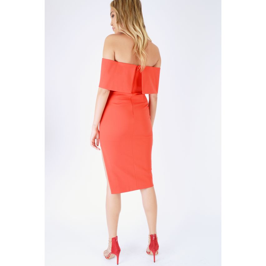 Prodigar Alice Orange el vestido de hombro Bodycon