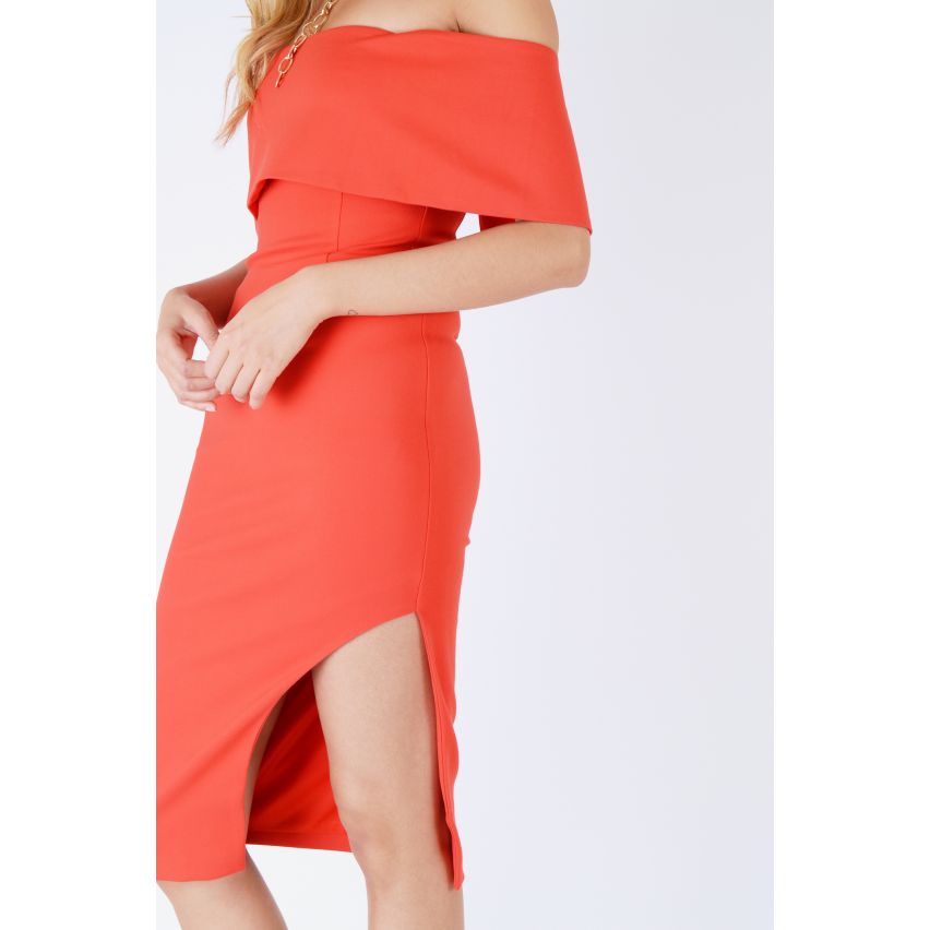 Prodigar Alice Orange el vestido de hombro Bodycon