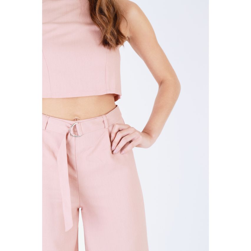 Lola Culotte vita alta rosa polveroso di maggio e Crop Top Co-ord