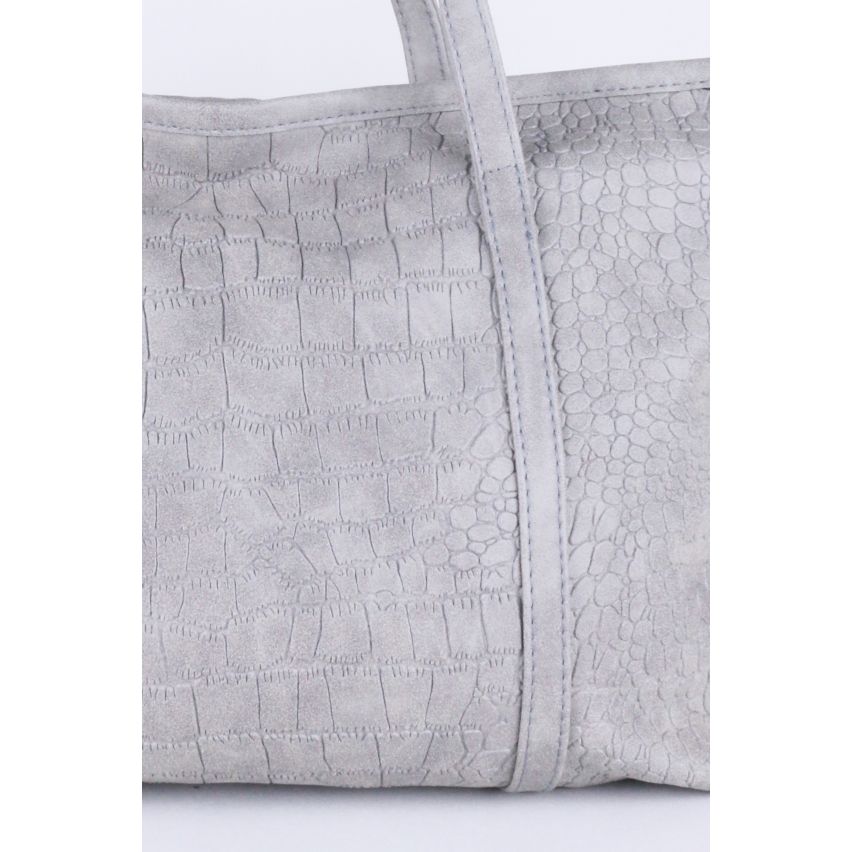 Lovemystyle gris simili-Suède Snake Skin Tote Bag