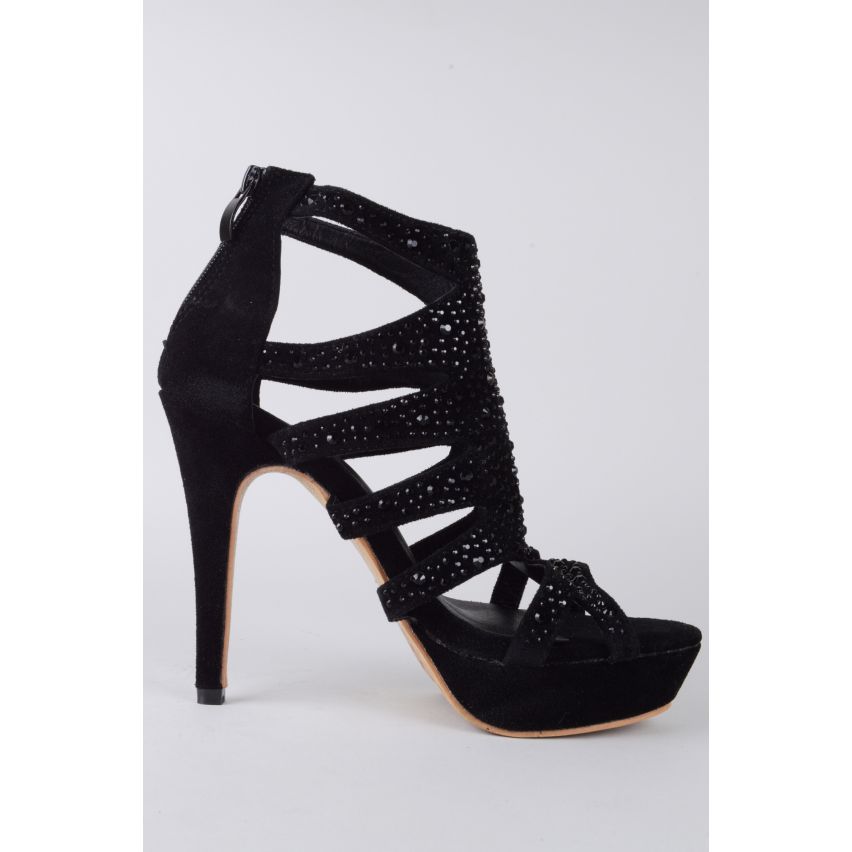 Lovemystyle Embellished Platform Heels In Black