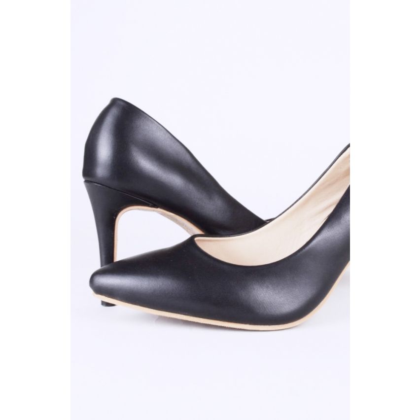 LMS schwarz Faux Leder Pumps mit Mitte Ferse