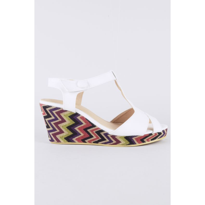 Lovemystyle White Wedges With Coloured ZigZag Heel