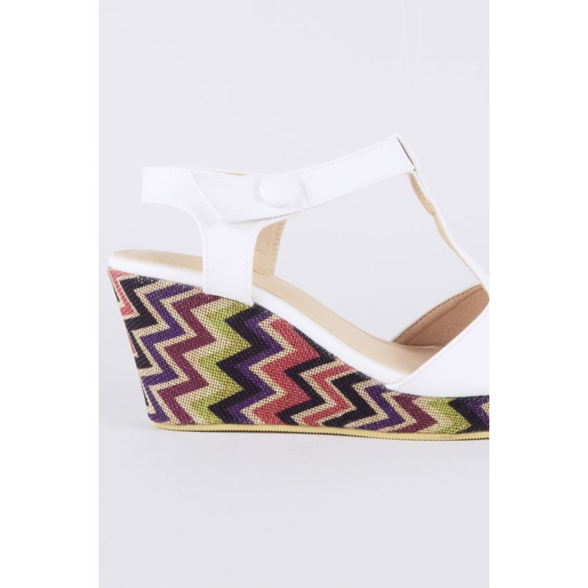 Lovemystyle White Wedges With Coloured ZigZag Heel