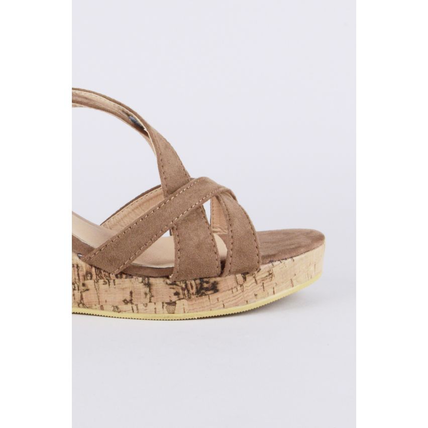 Lovemystyle Cork Wedges With Brown Suede Straps