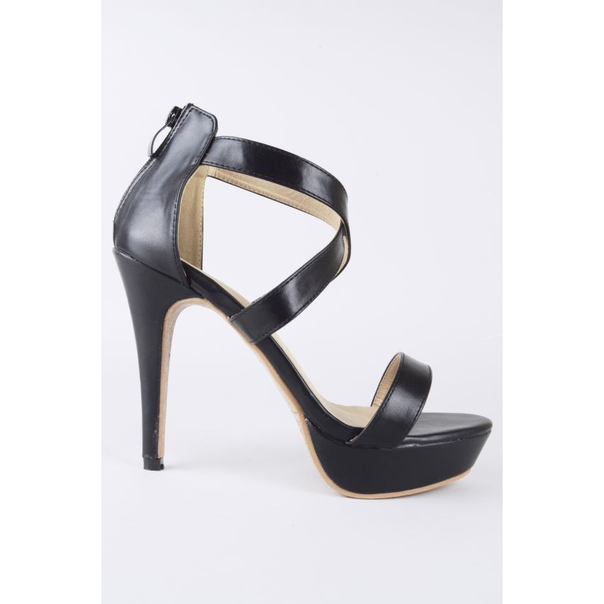 Talons plate-forme LMS avec Criss-Cross bretelles en noir